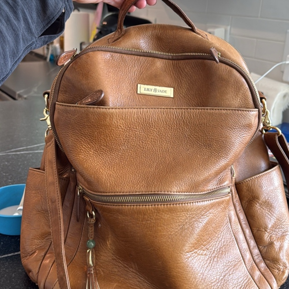 Lily Jade Authentic Leather Backpack Diaper Bag
